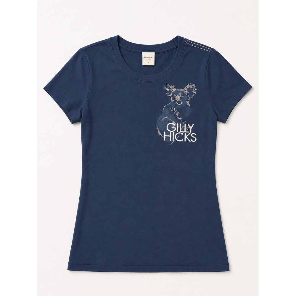 Gilly Hicks Sydney Koala Graphic T-Shirt Navy Blue Short Sleeve Womens Med